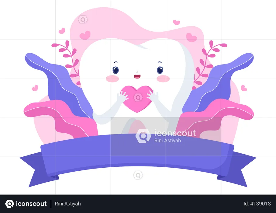 Teeth holding heart  Illustration
