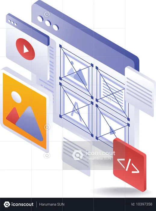 Criação de tela de layout de design de produto digital  Ilustração