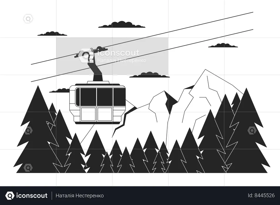 Bosque de montaña de telecabina  Ilustración