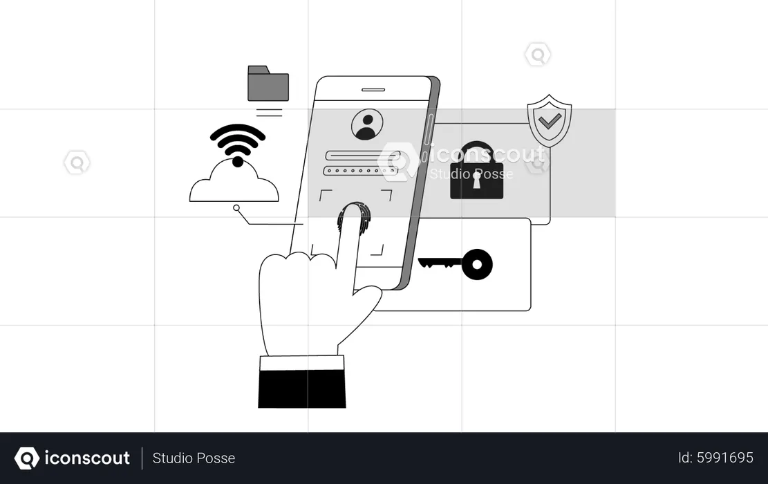 Telefon entsperren mit Biometrie  Illustration