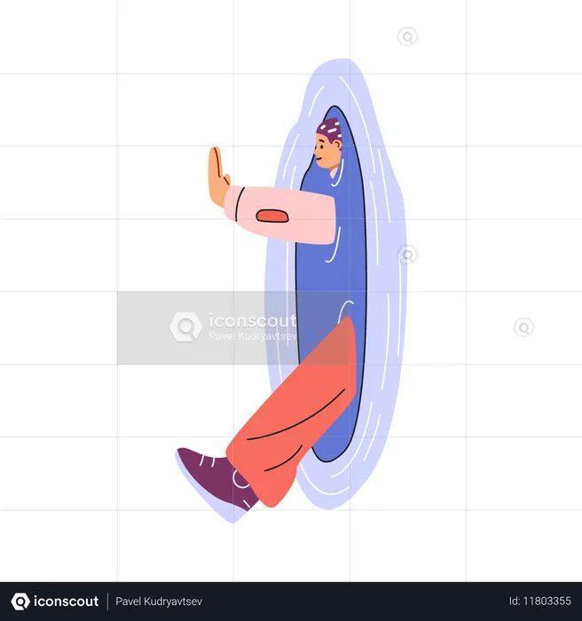 순간이동 해치는 인체 분할을 보여줍니다.  일러스트레이션