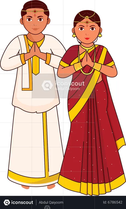 Telugu Wedding Couple  Illustration