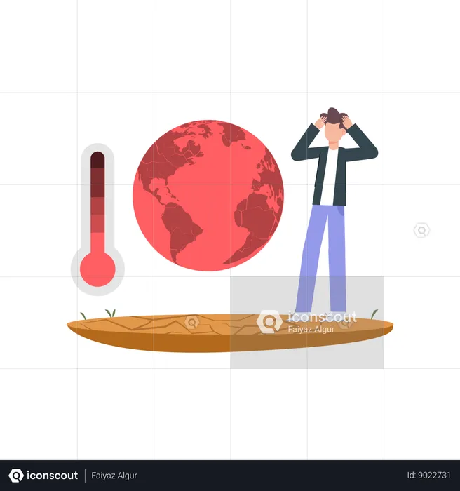 Temperatura sobe devido ao aquecimento global  Ilustração