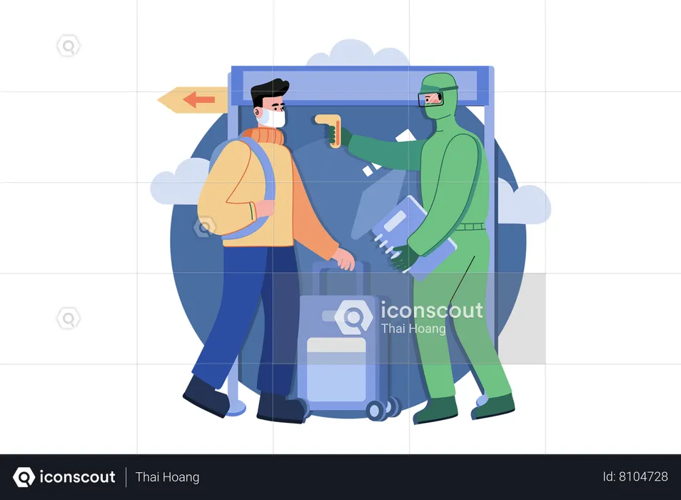 Temperature checking at the airport  Illustration
