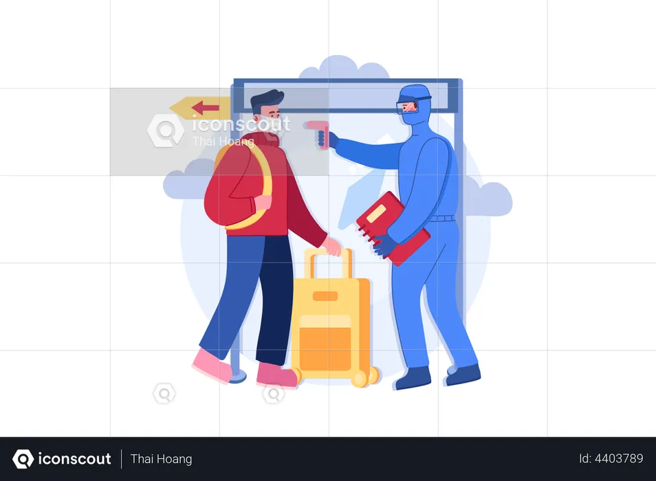 Temperature checking at the airport  Illustration