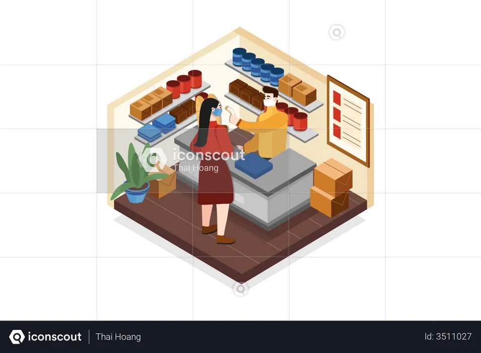 Temperaturkontrolle im Supermarkt  Illustration