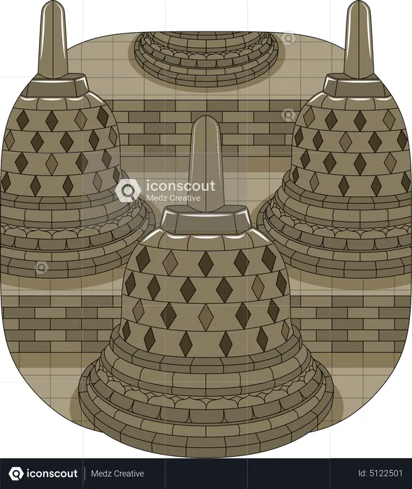 Templo de borobudur  Ilustração