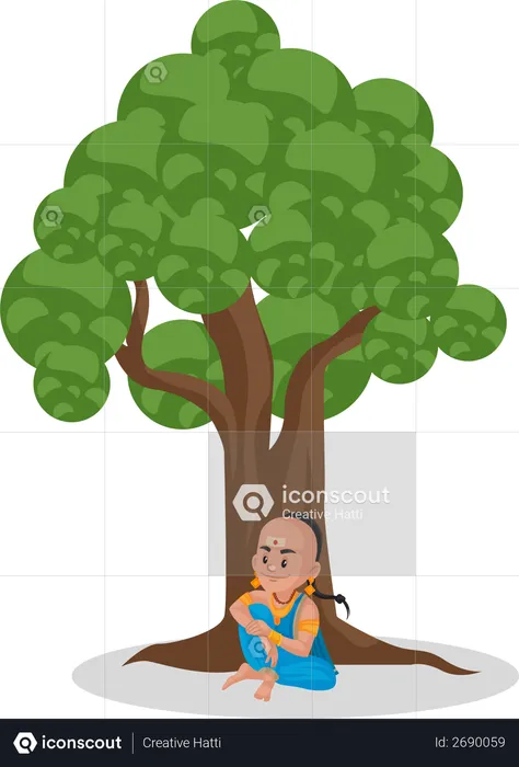 Tenali Ramakrishna is sitting under a tree  Illustration