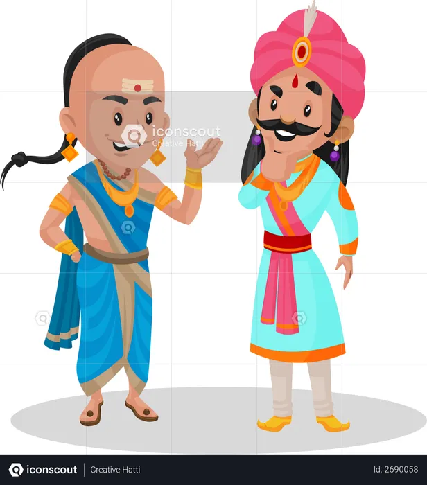 Tenali Ramakrishna talking with a king  Illustration