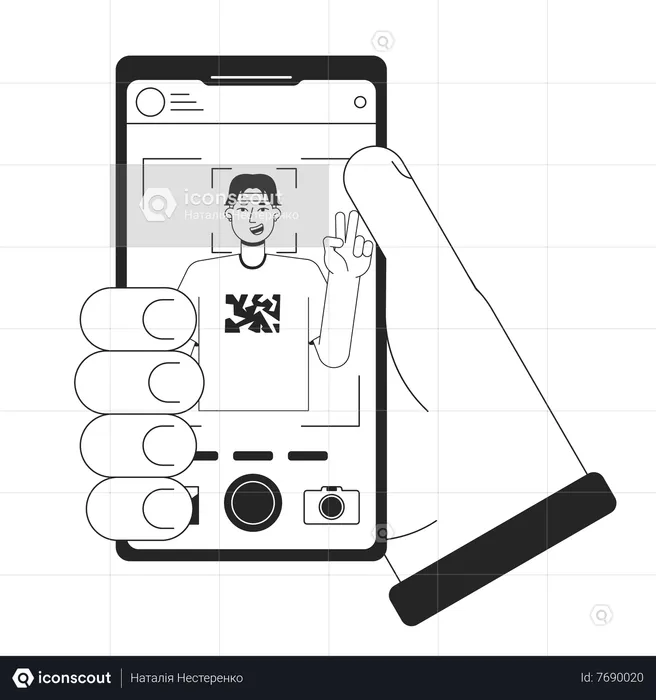 Tenir un smartphone avec photo  Illustration