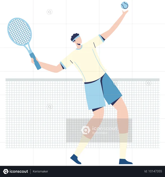 Jugador de tenis haciendo servicio  Ilustración