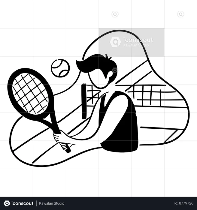 Tenista jugando tenis  Ilustración