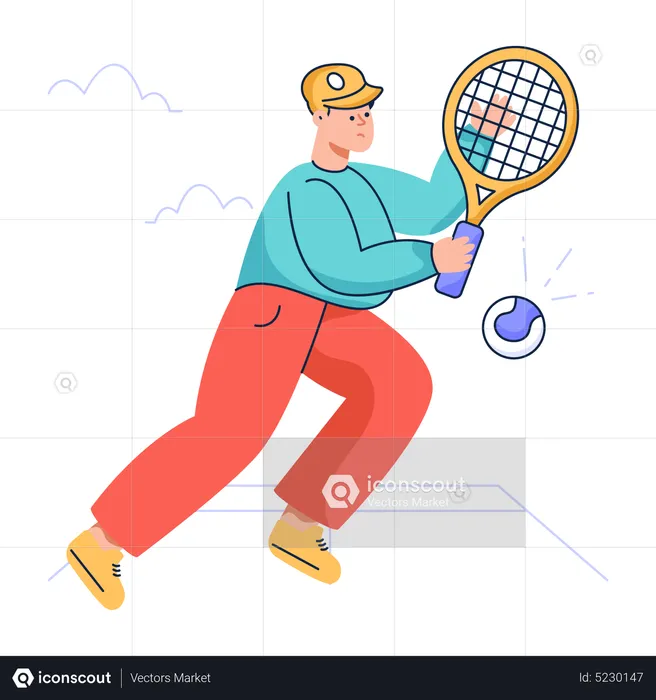 Best Tennis Player Playing Tennis Illustration Download In PNG.