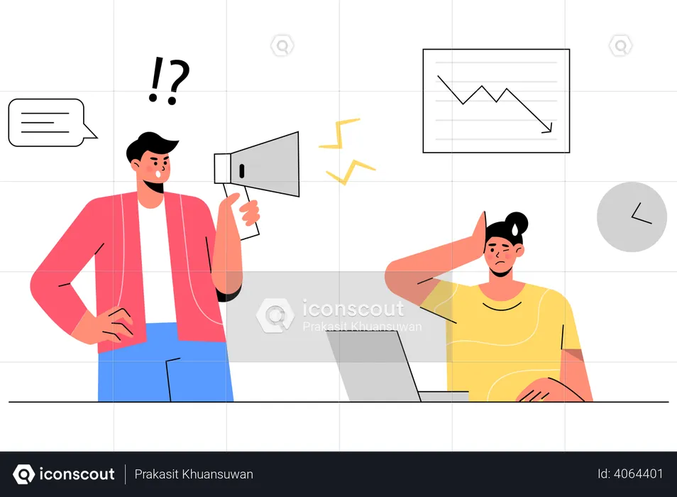 Tense employee by business crisis  Illustration