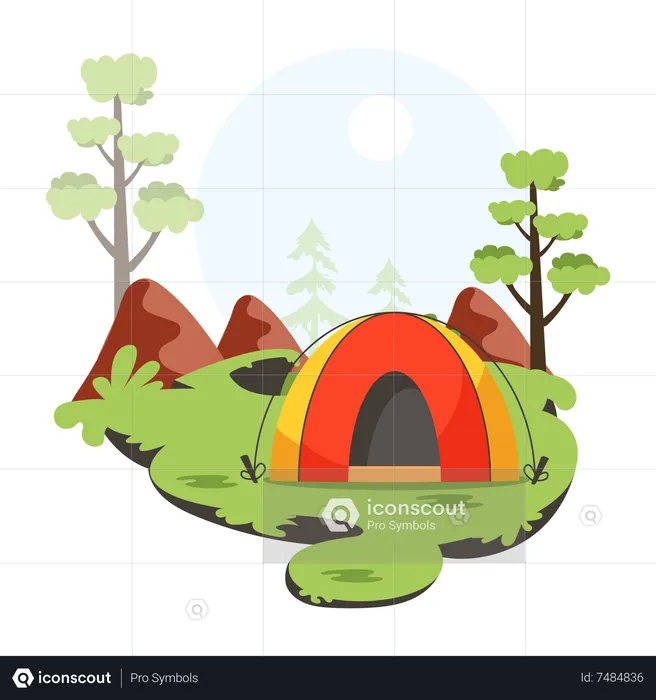 Tent in forest  Illustration
