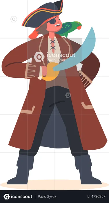 Enfant porte un costume de pirate  Illustration