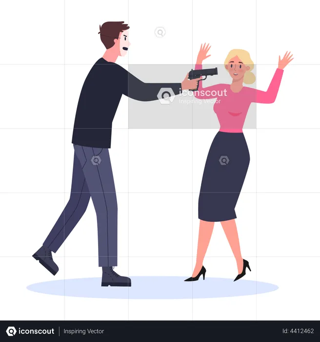 Terrorist holding girl hostage  Illustration