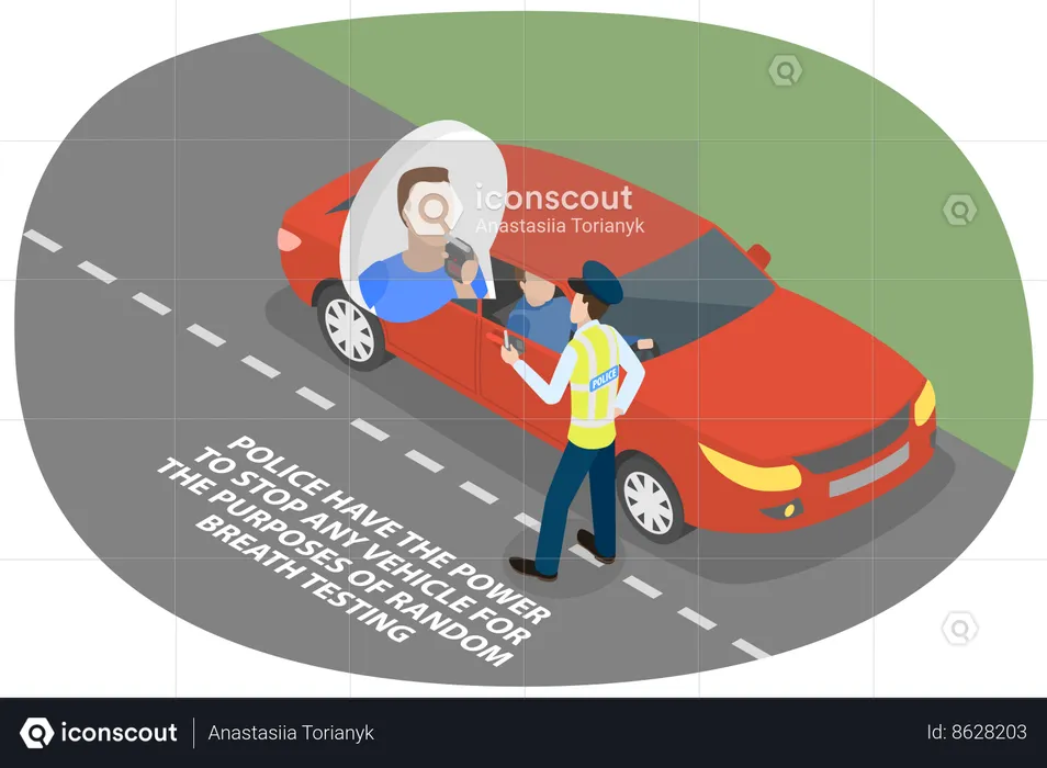 Testes de drogas e álcool na estrada  Ilustração