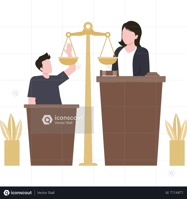 Testemunha está falando no tribunal  Ilustração