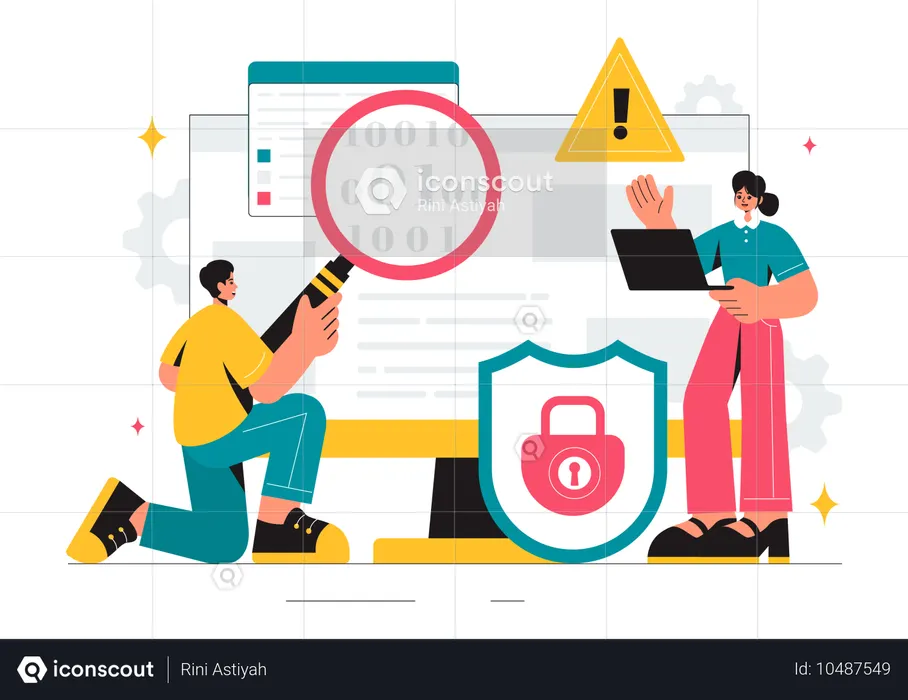 Testers testing application against system error  Illustration