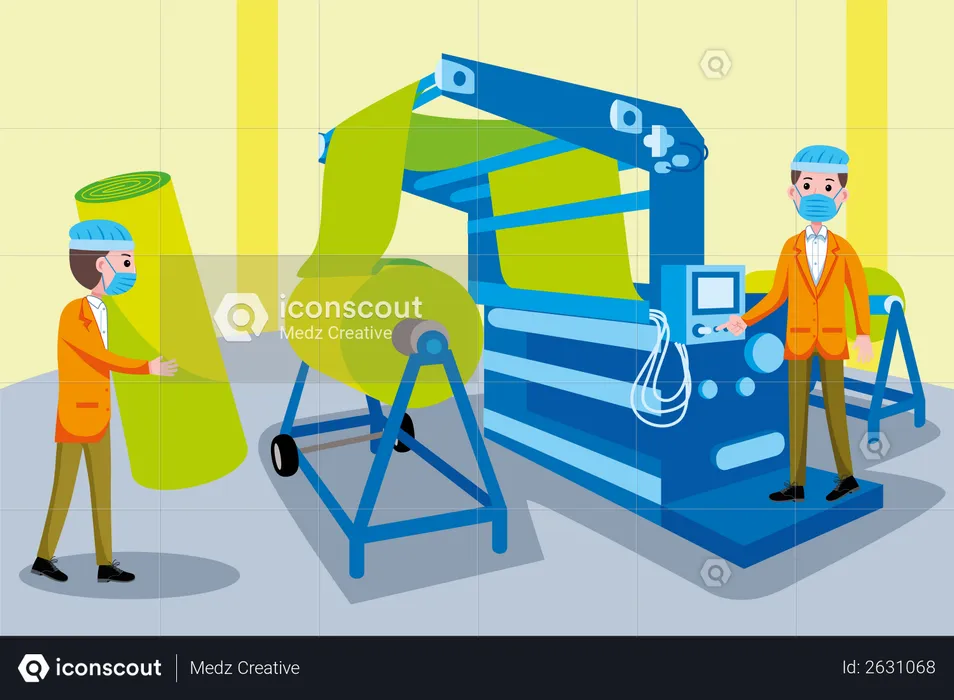 Textile Machinery Worker  Illustration