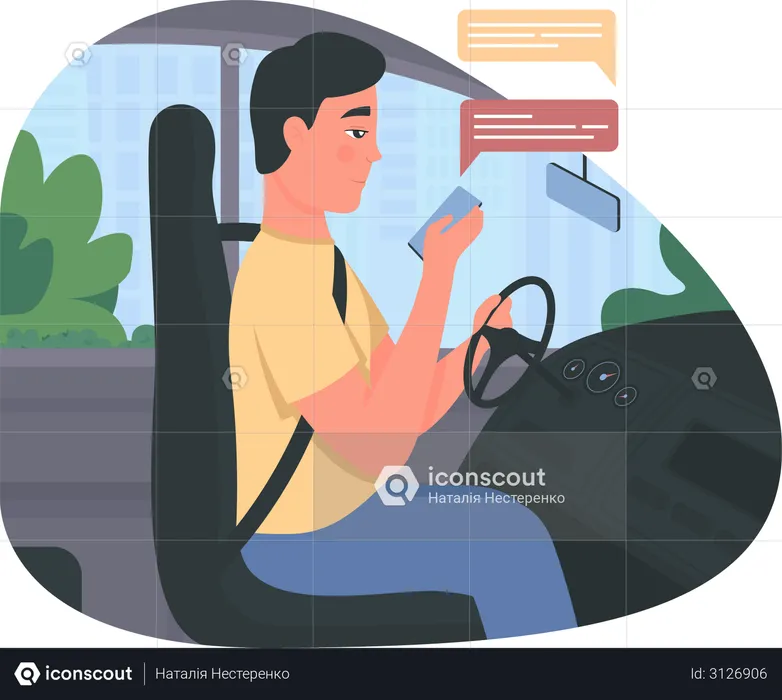 Texting while driving  Illustration