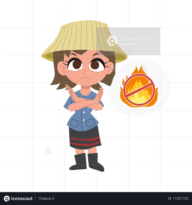 Thai farmer woman promoting no burning  Illustration