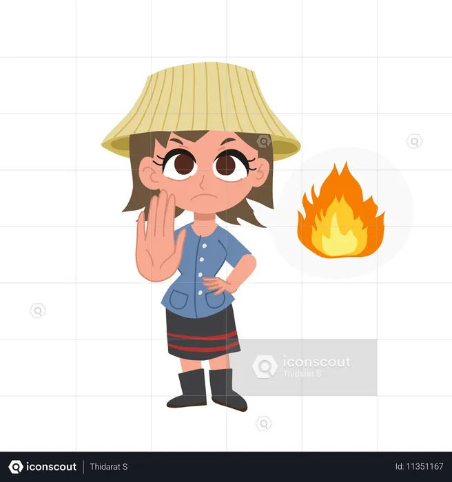 Thai farmer woman say no burning  Illustration