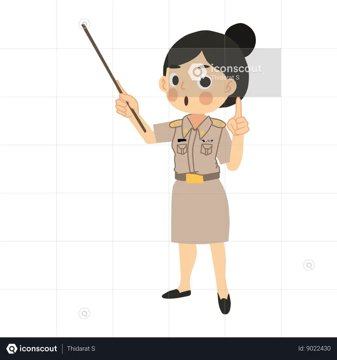 Thai Female Teacher in Classroom  Illustration