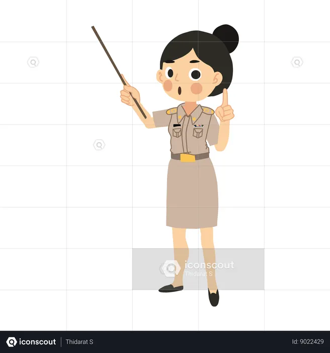 Thai Female Teacher with Pointing Stick  Illustration
