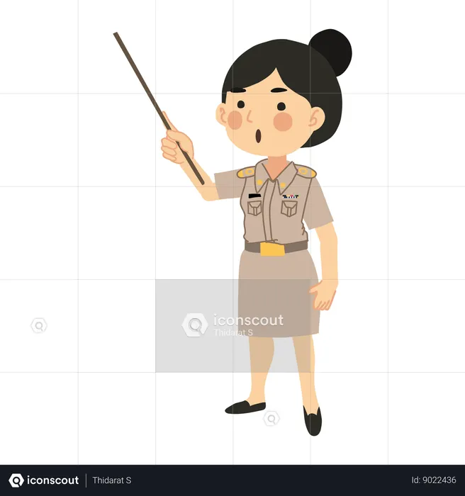 Thai Female Teacher  with Pointing Stick  Illustration