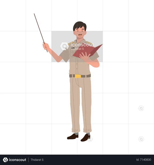 Thai government officer holding stick  Illustration