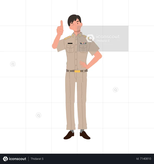 Thai government officers showing thumb  Illustration