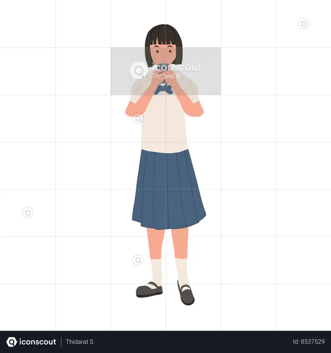 Thai Student Using Smartphone for Modern Education  Illustration