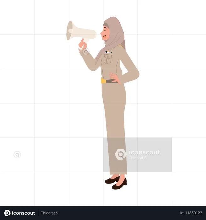 Thai teacher using megaphone for education  Illustration
