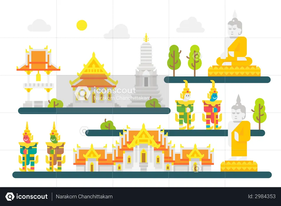 Thailändischer Tempel  Illustration