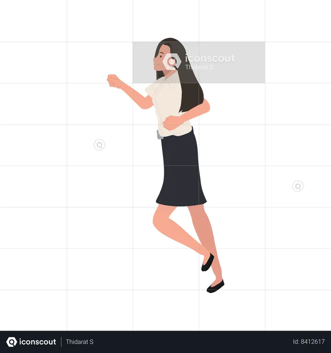 Thai university student in uniform running for Hurrying to Class  Illustration