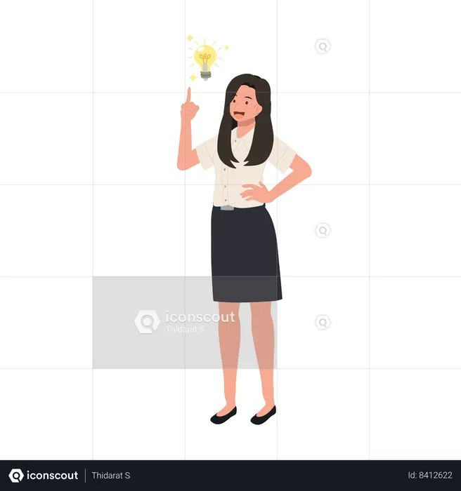 Thai University Student with Light Bulb Idea  Illustration