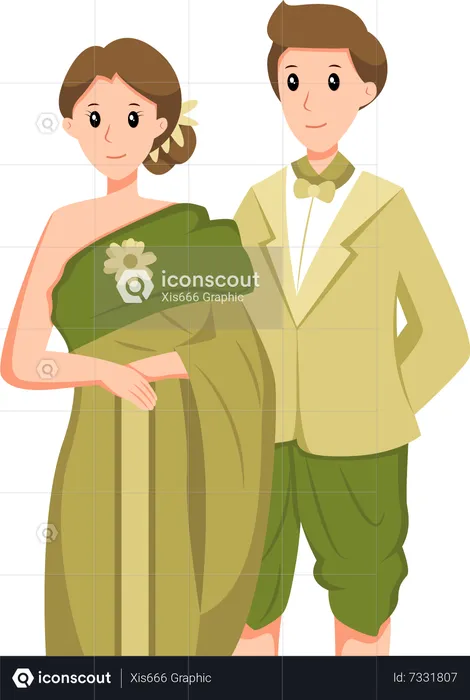 Thailand Wedding Couple  Illustration