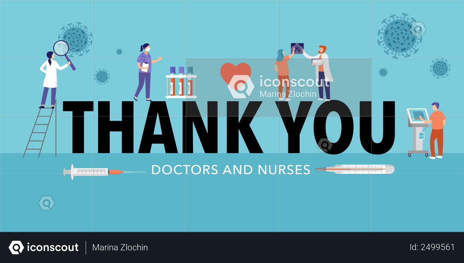 Premium Thank you doctor and nurse Illustration download in PNG