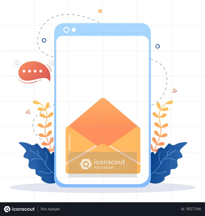 Thank You Email In Mobile  Illustration