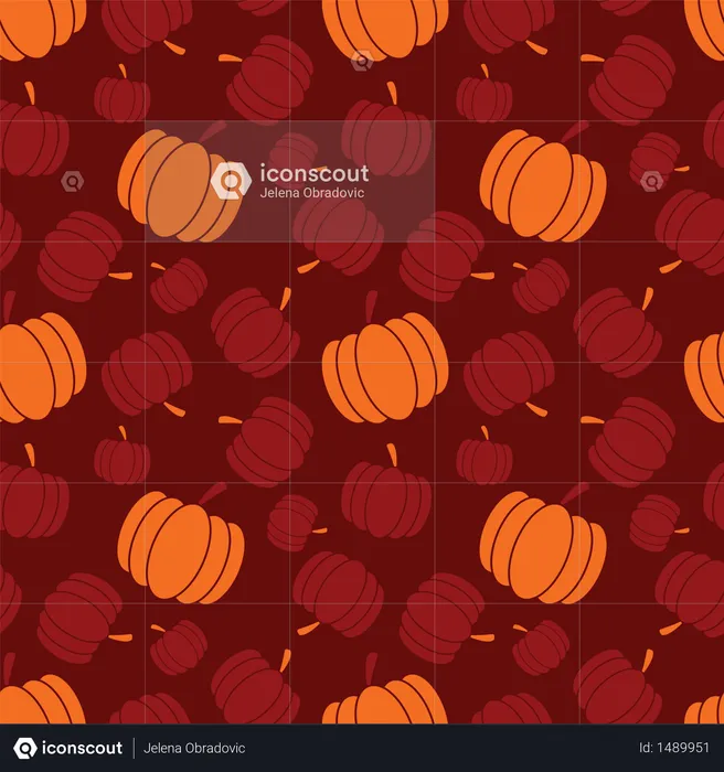 Thanksgiving and autumn seamless pattern with pumpkins, colorful design  Illustration