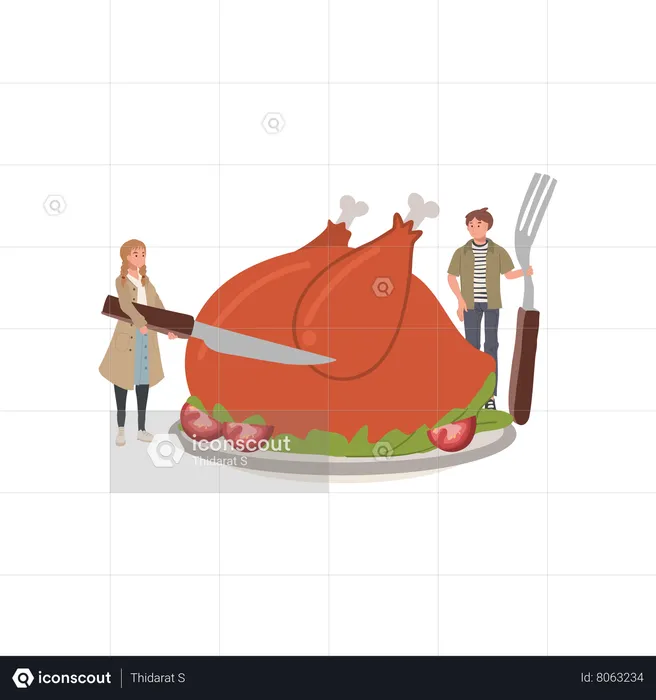 Thanksgiving Dinner Celebration  Illustration