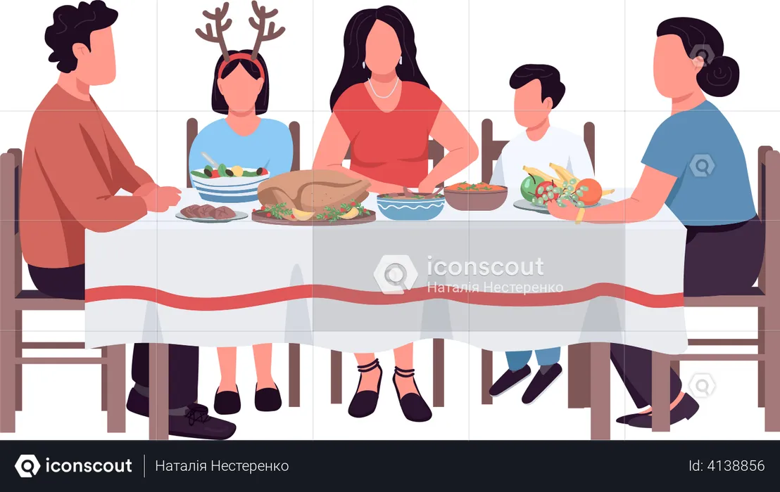 Thanksgiving dinner table  Illustration