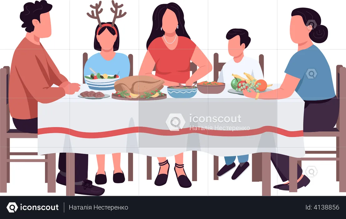 Thanksgiving-Esstisch  Illustration