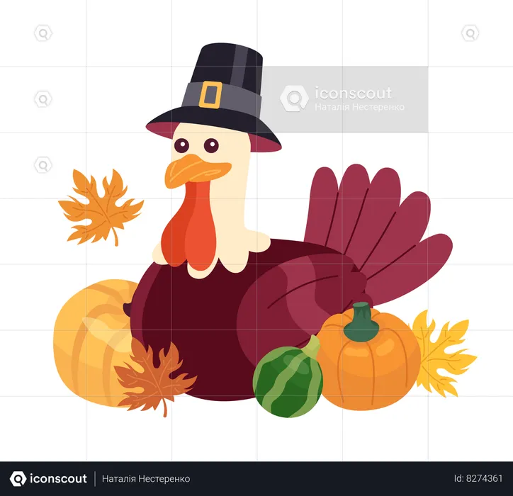 Premium Vector  Happy thanksgiving day with turkey and pumpkin.