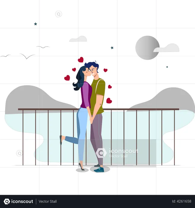 The boy and the girl kissing each other  Illustration