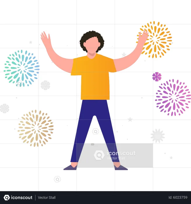 The boy is celebrating the new year  Illustration