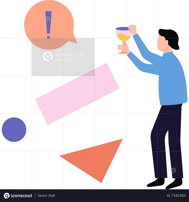 The boy is holding a glass  Illustration