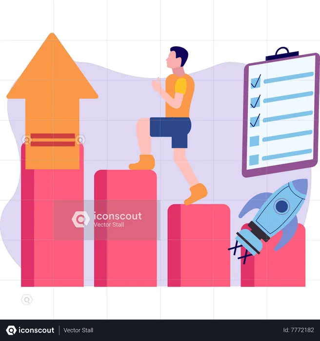 The boy is on his way to success  Illustration